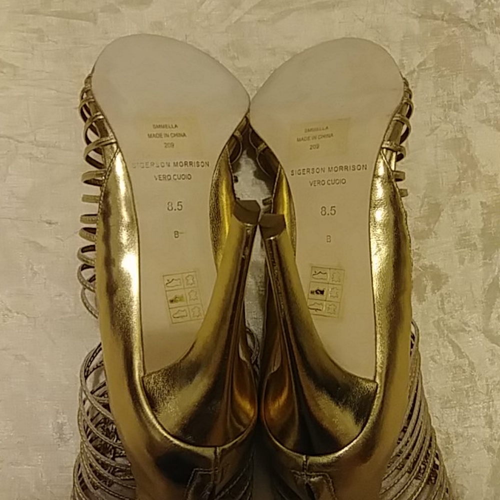 Sigerson Morrison Mella Gold Gladiator Heels - Picture 6 of 7